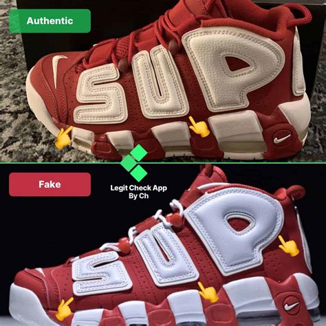 nike uptempo supreme real vs fake|authentic supreme vs fake logo.